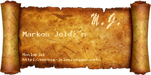 Markos Jolán névjegykártya