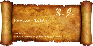 Markos Jolán névjegykártya